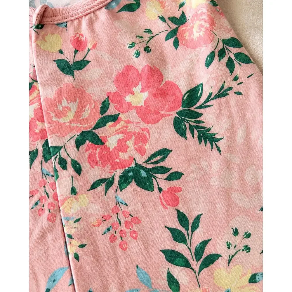 Magnetic Me Preemie Pink Floral Modal Magnetic Footie Sleeper Baby 5 lb